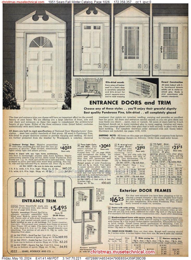 1951 Sears Fall Winter Catalog, Page 1026