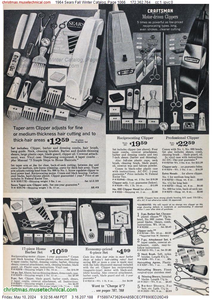 1964 Sears Fall Winter Catalog, Page 1066