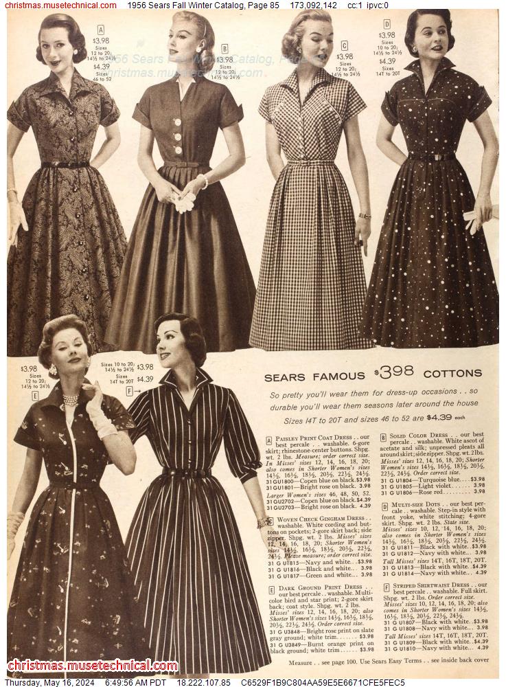 1956 Sears Fall Winter Catalog, Page 85