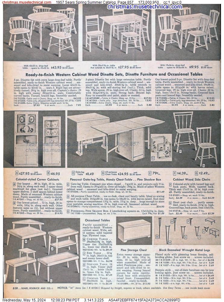 1957 Sears Spring Summer Catalog, Page 857