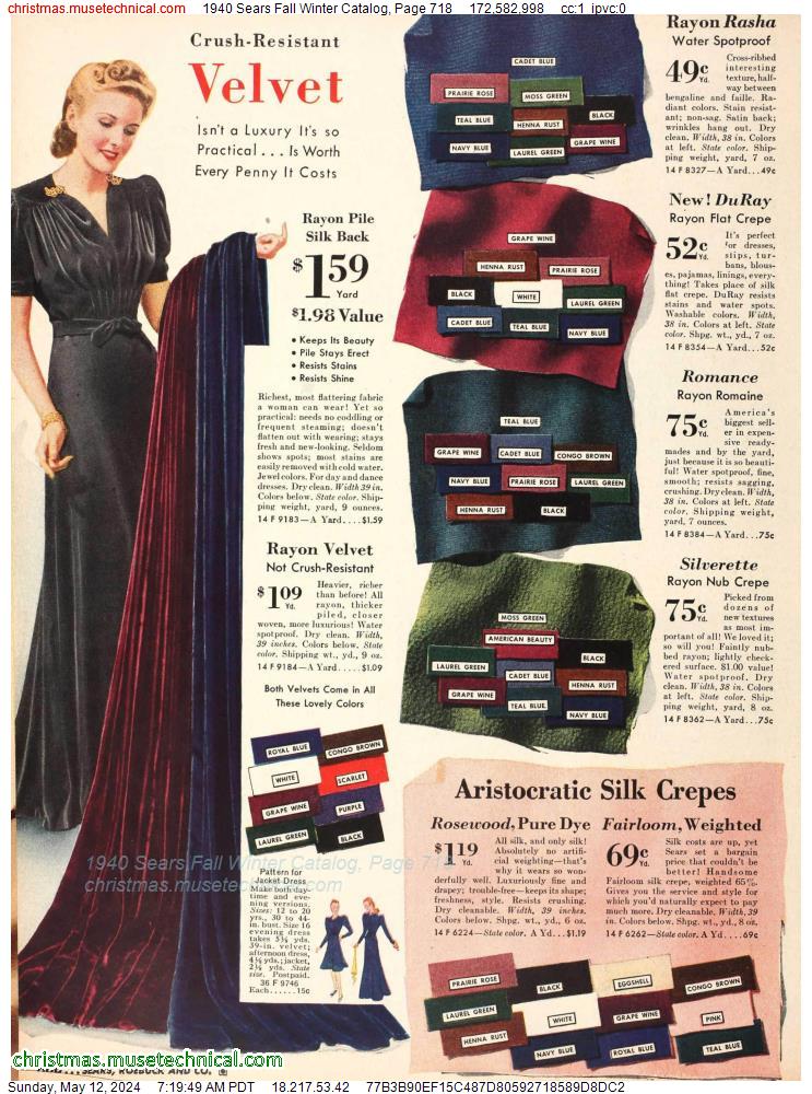 1940 Sears Fall Winter Catalog, Page 718