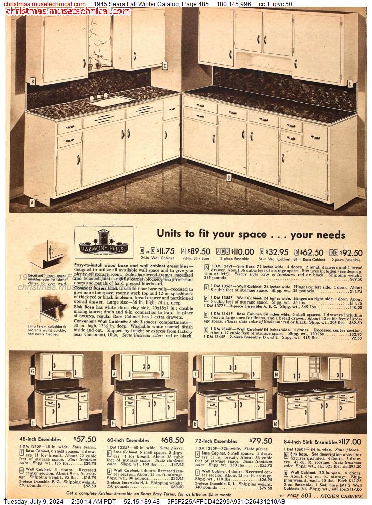1945 Sears Fall Winter Catalog, Page 485