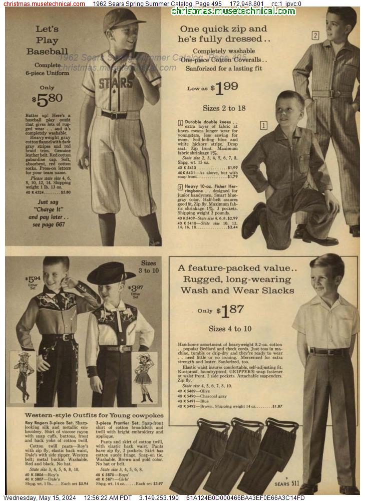 1962 Sears Spring Summer Catalog, Page 495