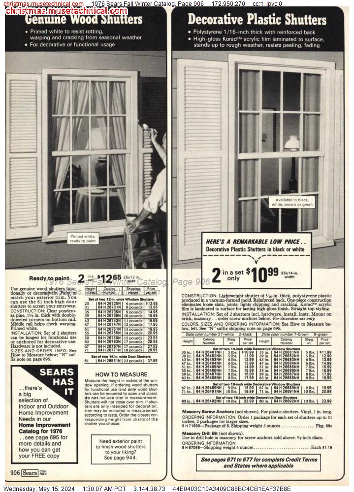 1976 Sears Fall Winter Catalog, Page 906