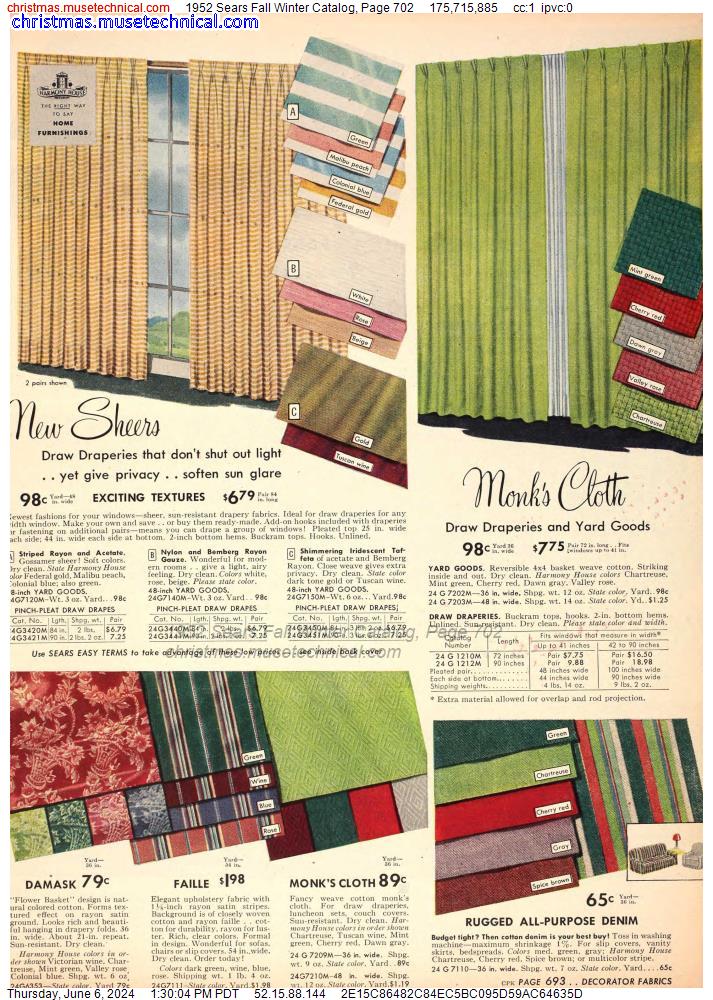1952 Sears Fall Winter Catalog, Page 702