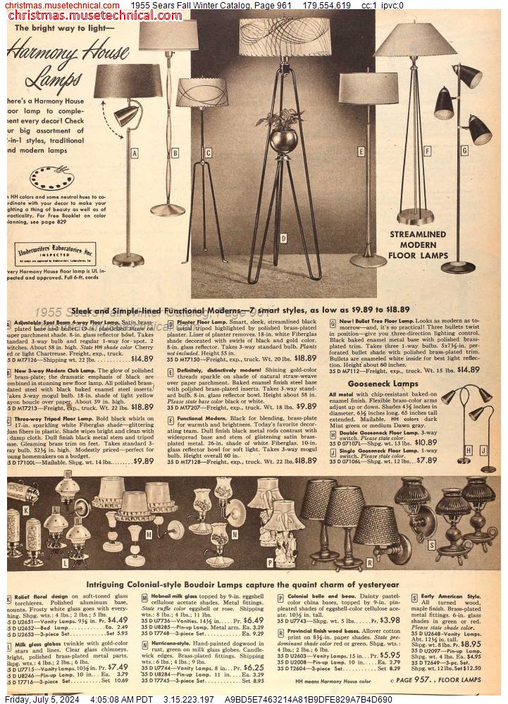 1955 Sears Fall Winter Catalog, Page 961