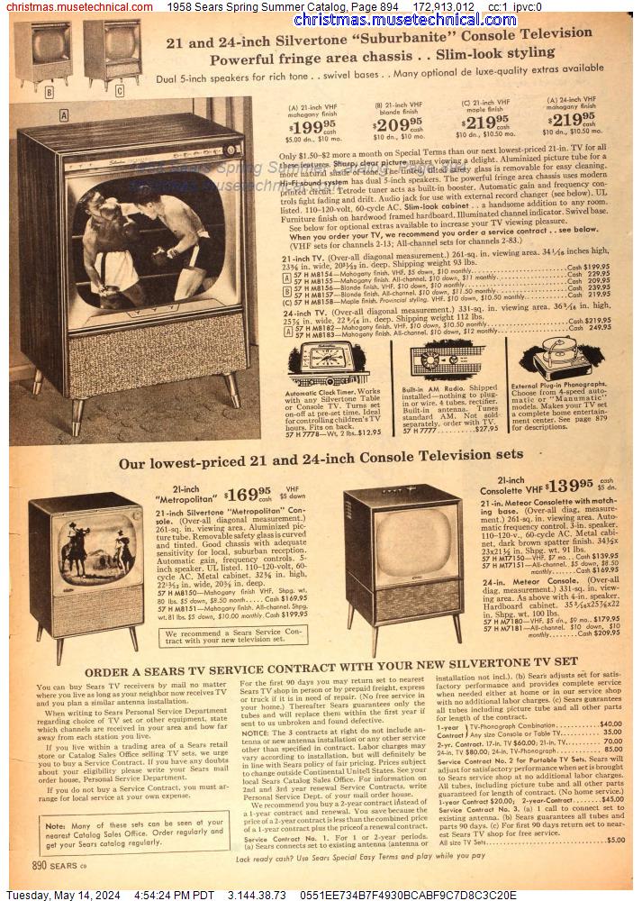1958 Sears Spring Summer Catalog, Page 894