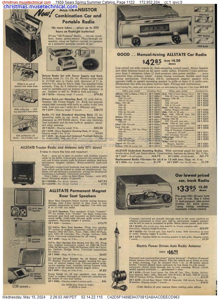 1959 Sears Spring Summer Catalog, Page 1122
