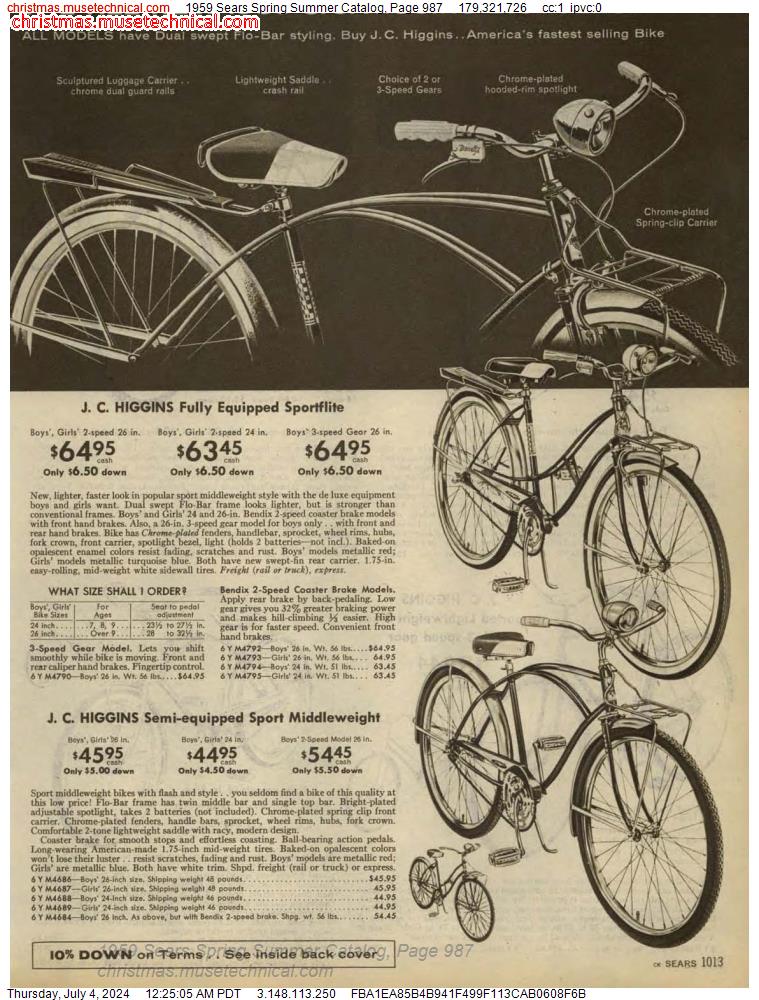 1959 Sears Spring Summer Catalog, Page 987