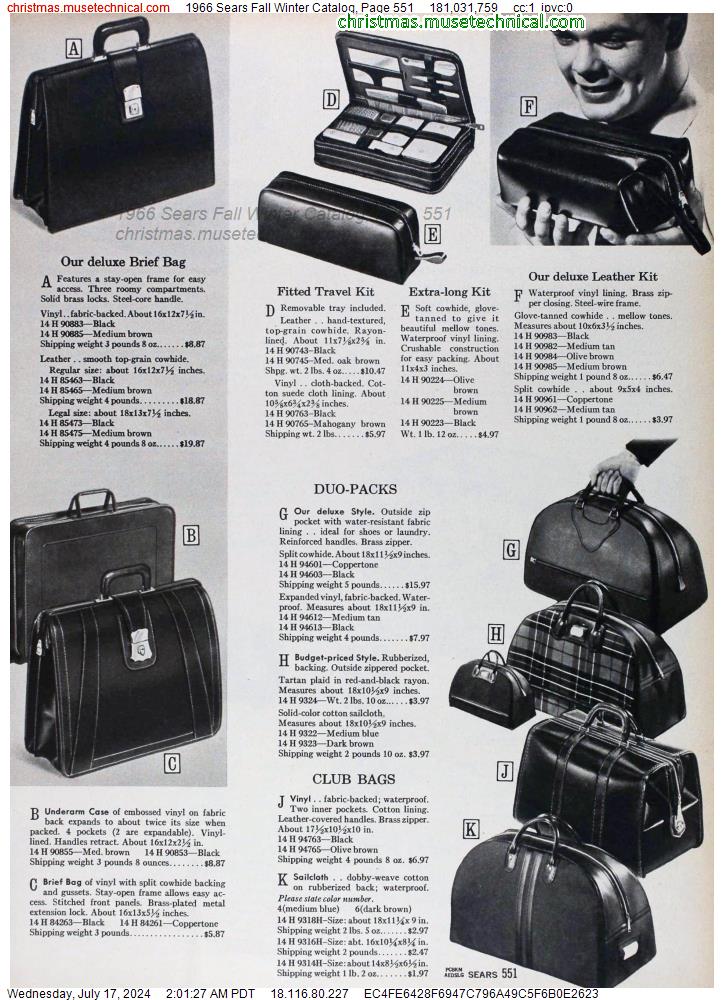 1966 Sears Fall Winter Catalog, Page 551