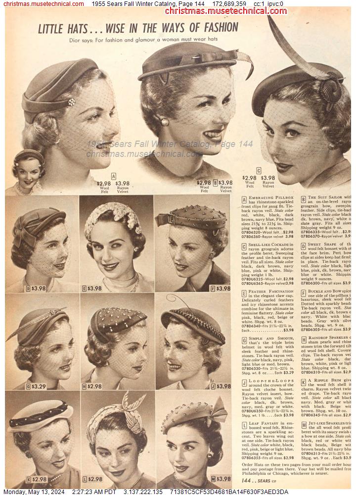 1955 Sears Fall Winter Catalog, Page 144