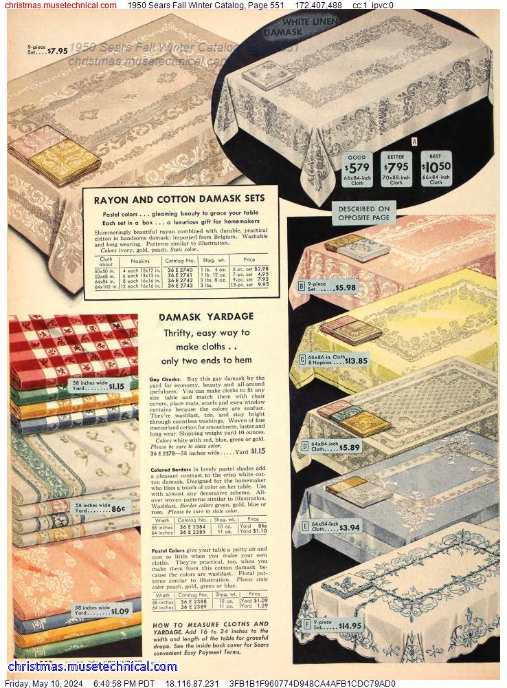 1950 Sears Fall Winter Catalog, Page 551