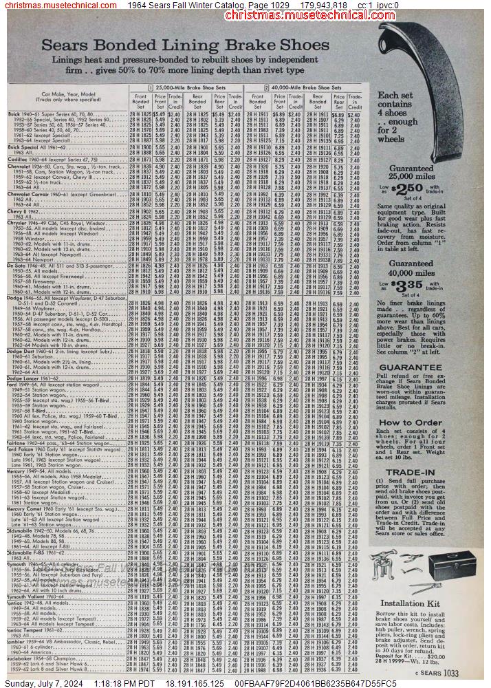 1964 Sears Fall Winter Catalog, Page 1029