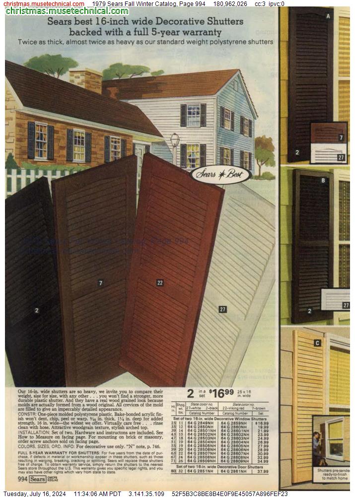 1979 Sears Fall Winter Catalog, Page 994