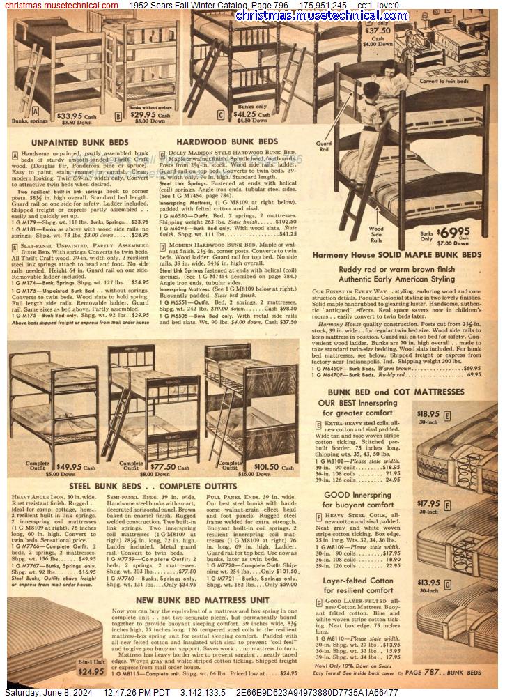 1952 Sears Fall Winter Catalog, Page 796