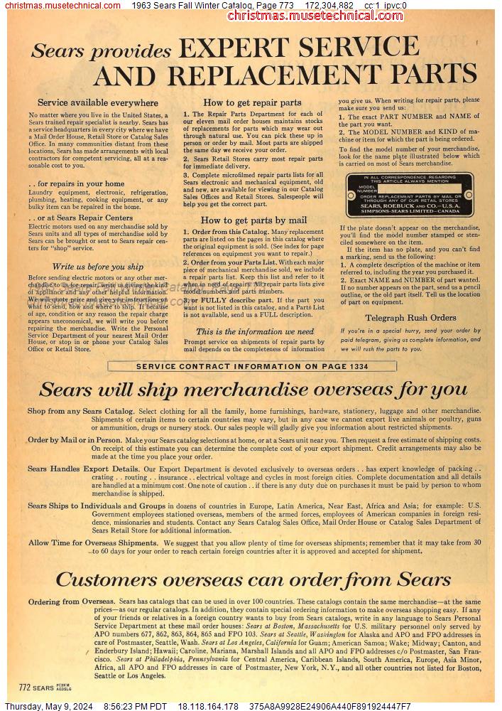 1963 Sears Fall Winter Catalog, Page 773