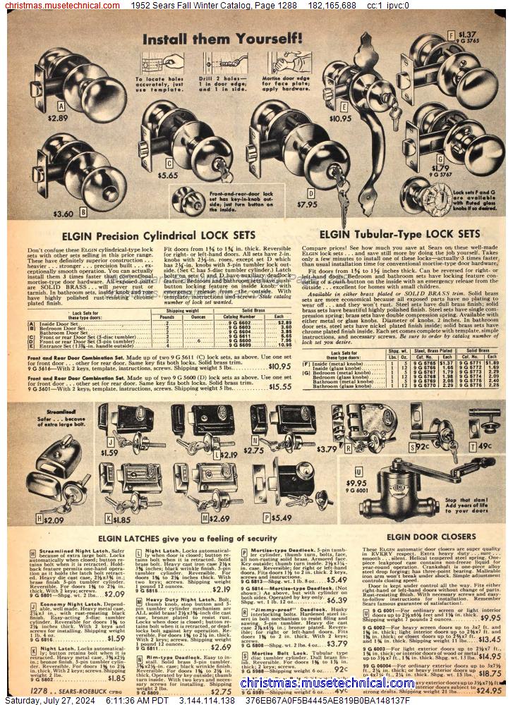 1952 Sears Fall Winter Catalog, Page 1288