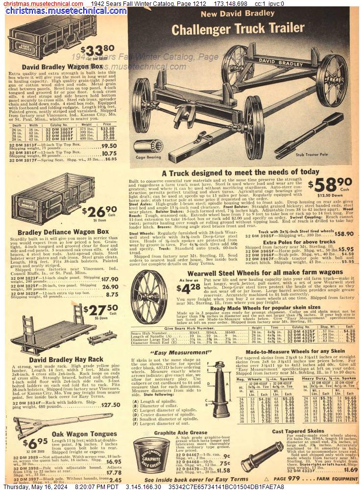 1942 Sears Fall Winter Catalog, Page 1212