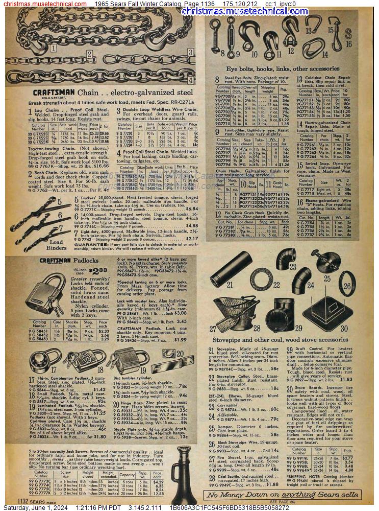 1965 Sears Fall Winter Catalog, Page 1136