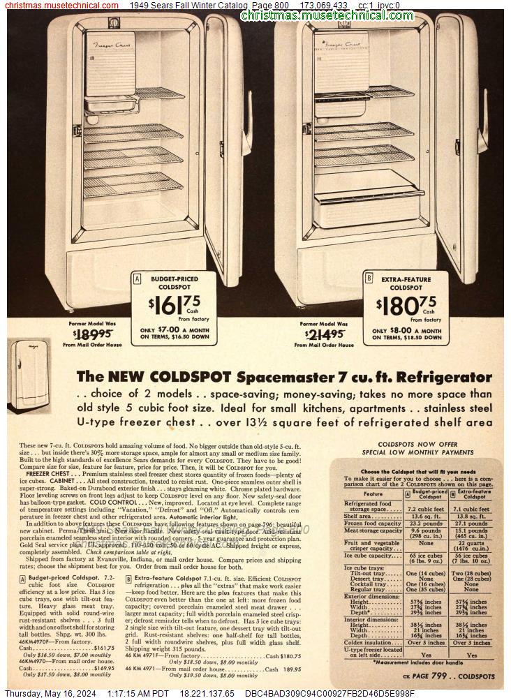 1949 Sears Fall Winter Catalog, Page 800