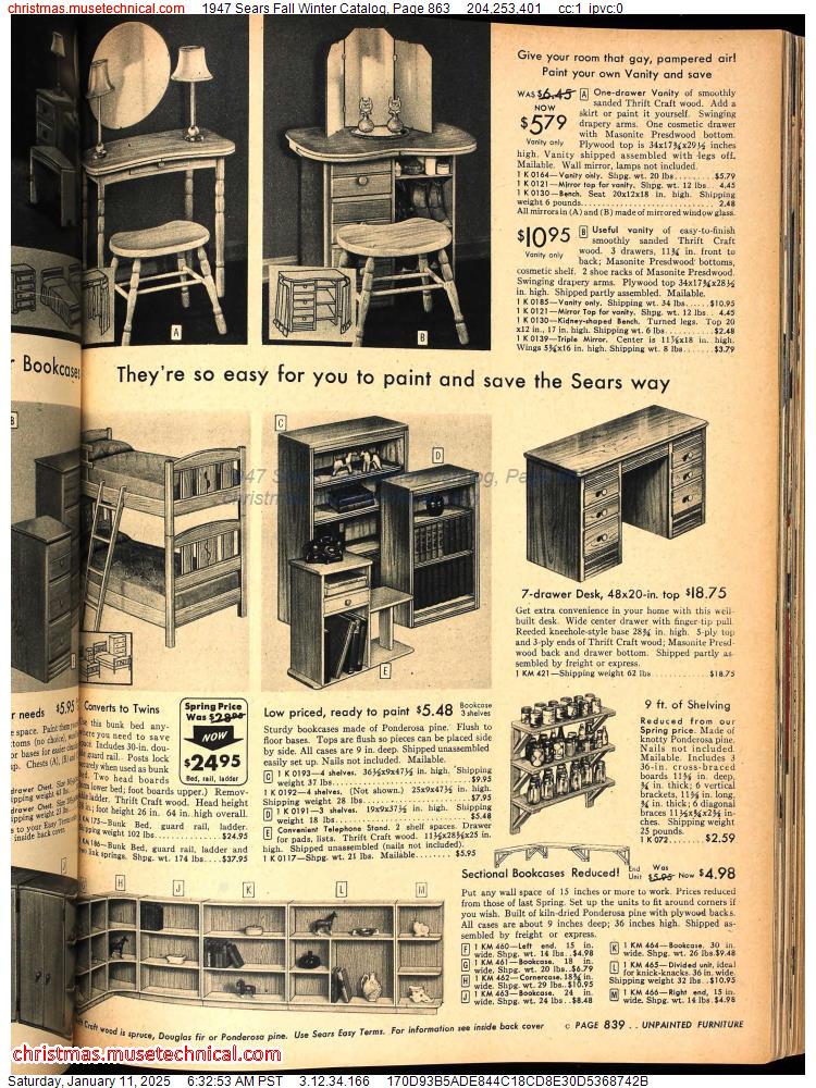 1947 Sears Fall Winter Catalog, Page 863