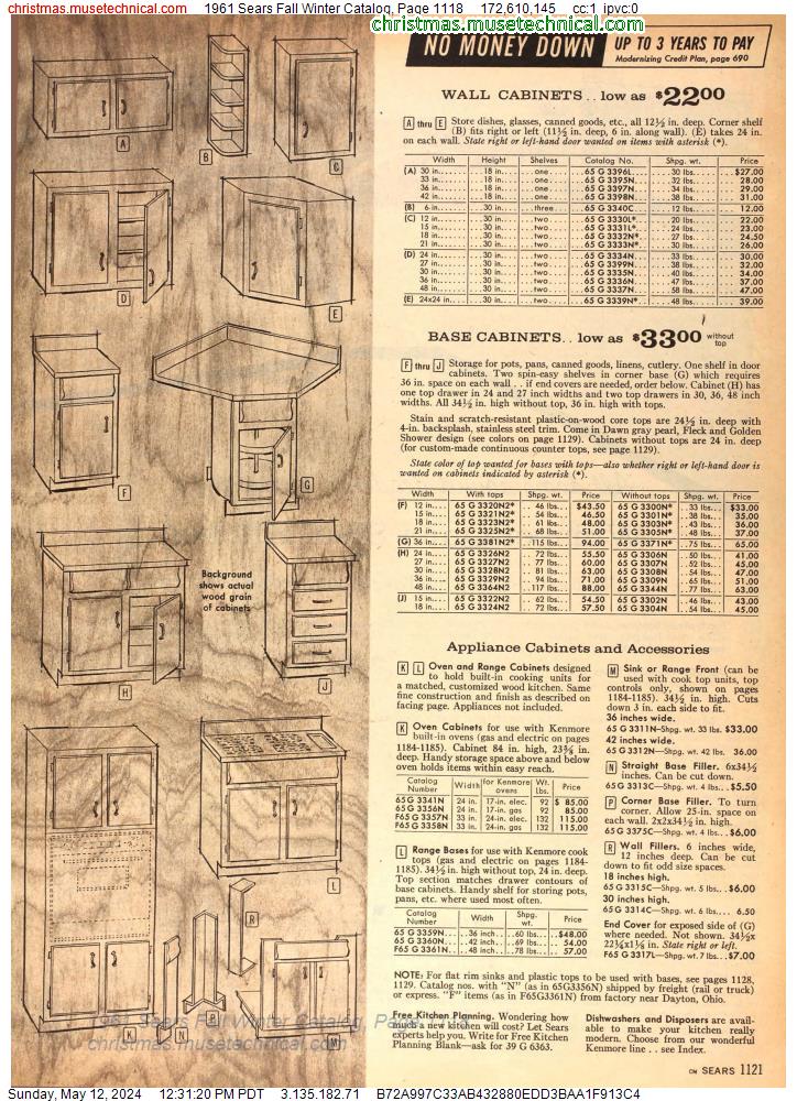 1961 Sears Fall Winter Catalog, Page 1118