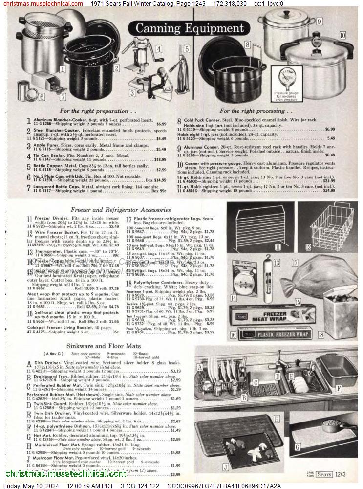 1971 Sears Fall Winter Catalog, Page 1243