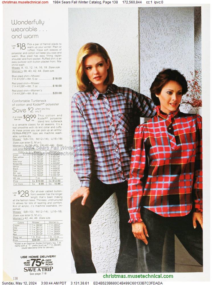 1984 Sears Fall Winter Catalog, Page 138