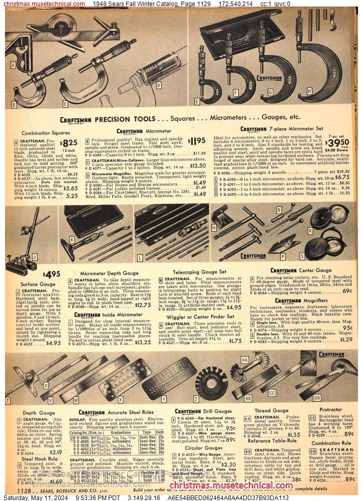 1948 Sears Fall Winter Catalog, Page 1129