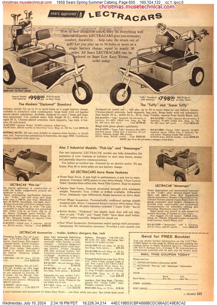 1958 Sears Spring Summer Catalog, Page 650