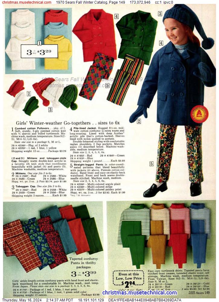 1970 Sears Fall Winter Catalog, Page 149