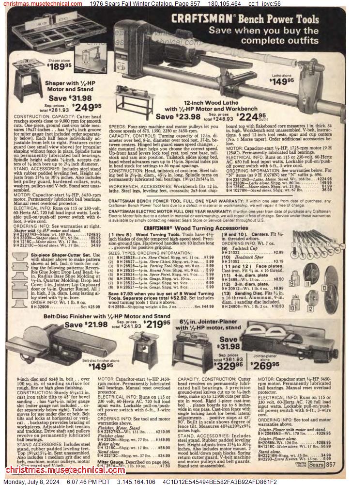 1976 Sears Fall Winter Catalog, Page 857
