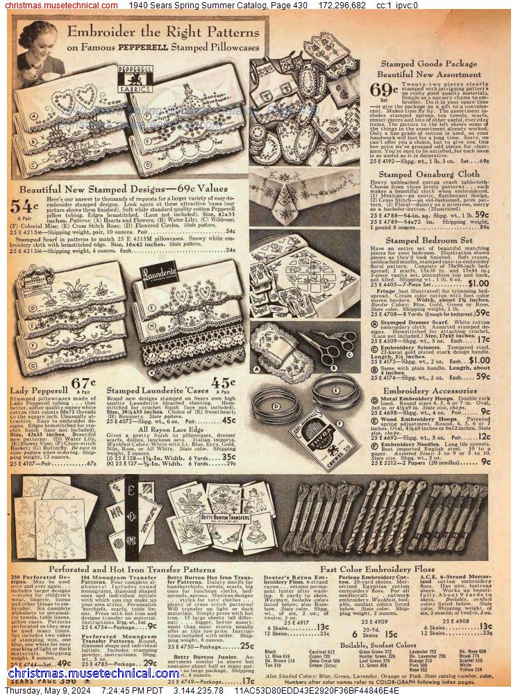 1940 Sears Spring Summer Catalog, Page 430