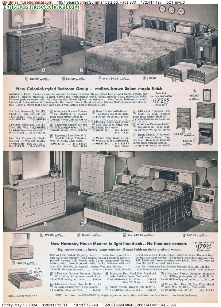 1957 Sears Spring Summer Catalog, Page 833