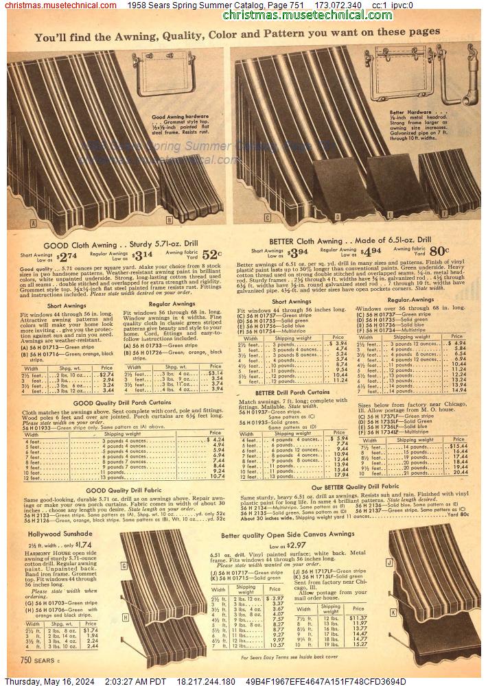 1958 Sears Spring Summer Catalog, Page 751