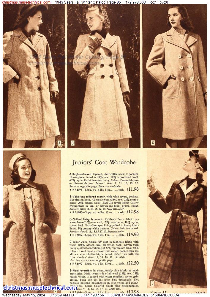 1943 Sears Fall Winter Catalog, Page 85