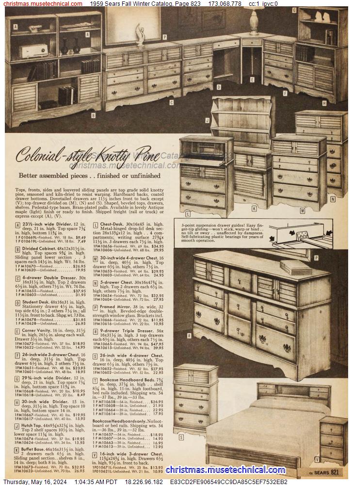 1959 Sears Fall Winter Catalog, Page 823