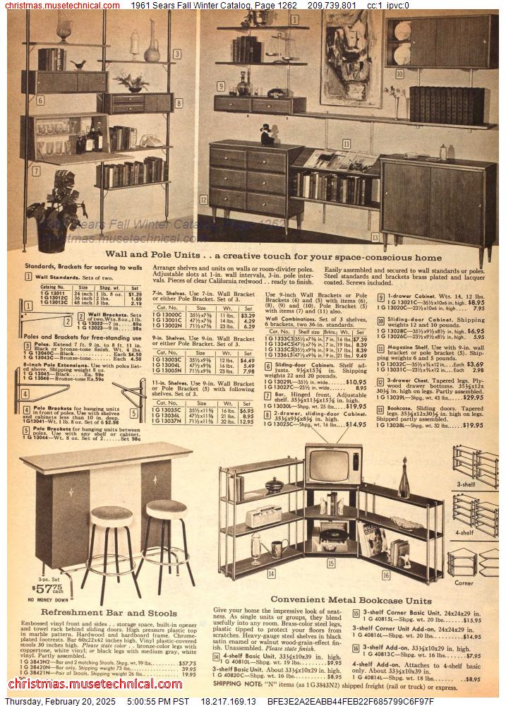 1961 Sears Fall Winter Catalog, Page 1262