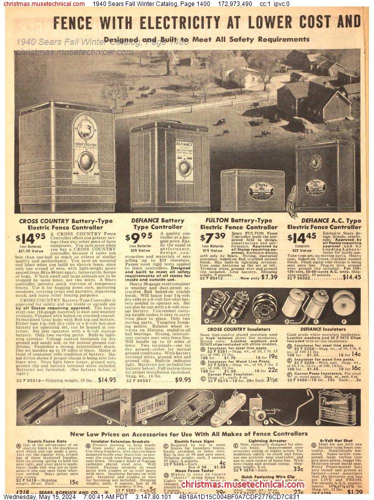 1940 Sears Fall Winter Catalog, Page 1400