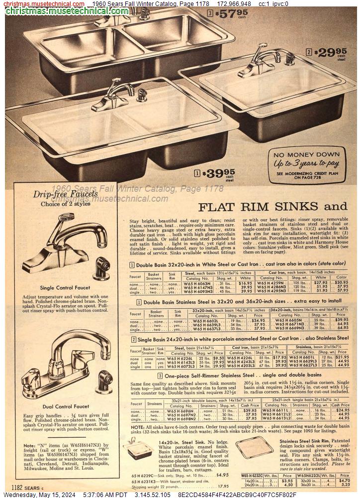 1960 Sears Fall Winter Catalog, Page 1178