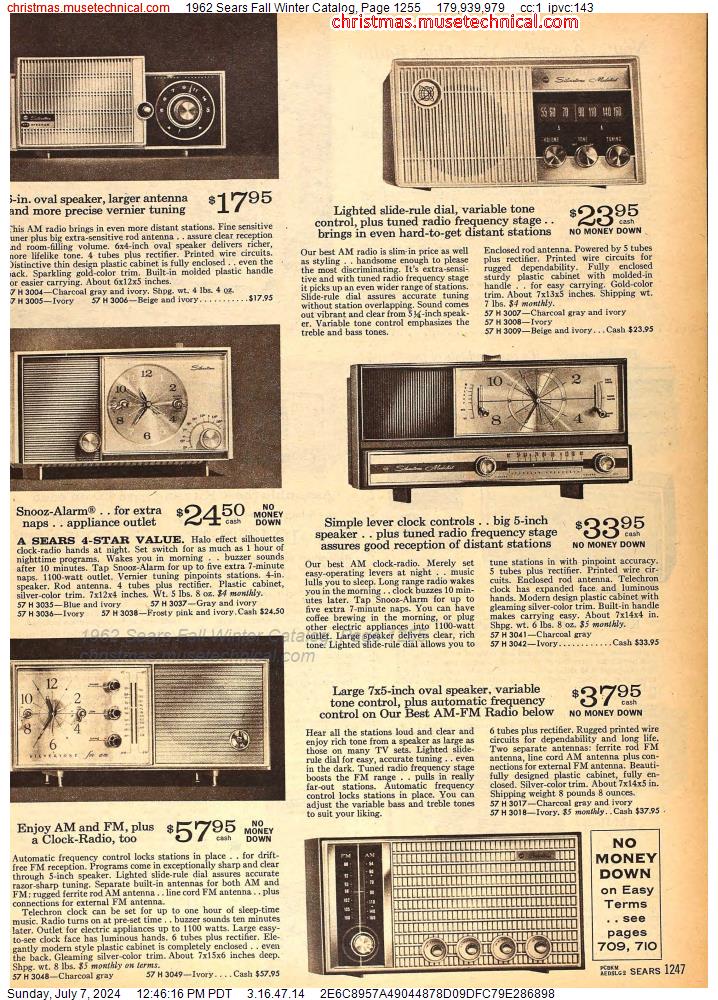 1962 Sears Fall Winter Catalog, Page 1255