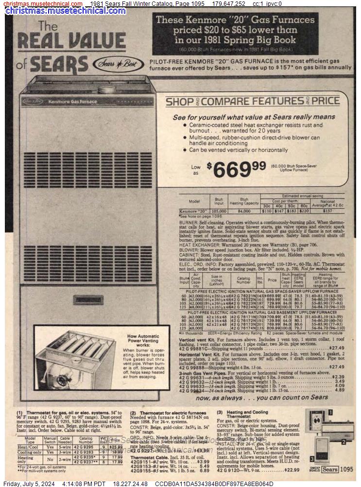 1981 Sears Fall Winter Catalog, Page 1095