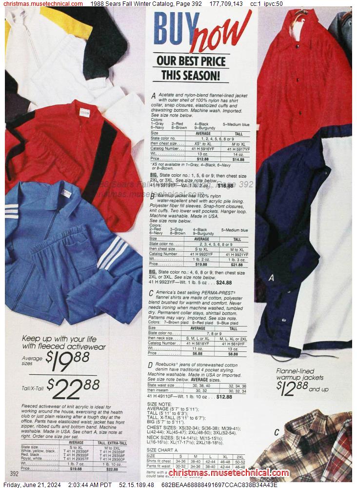 1988 Sears Fall Winter Catalog, Page 392