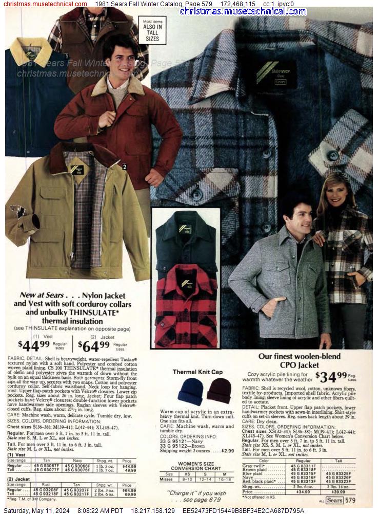 1981 Sears Fall Winter Catalog, Page 579