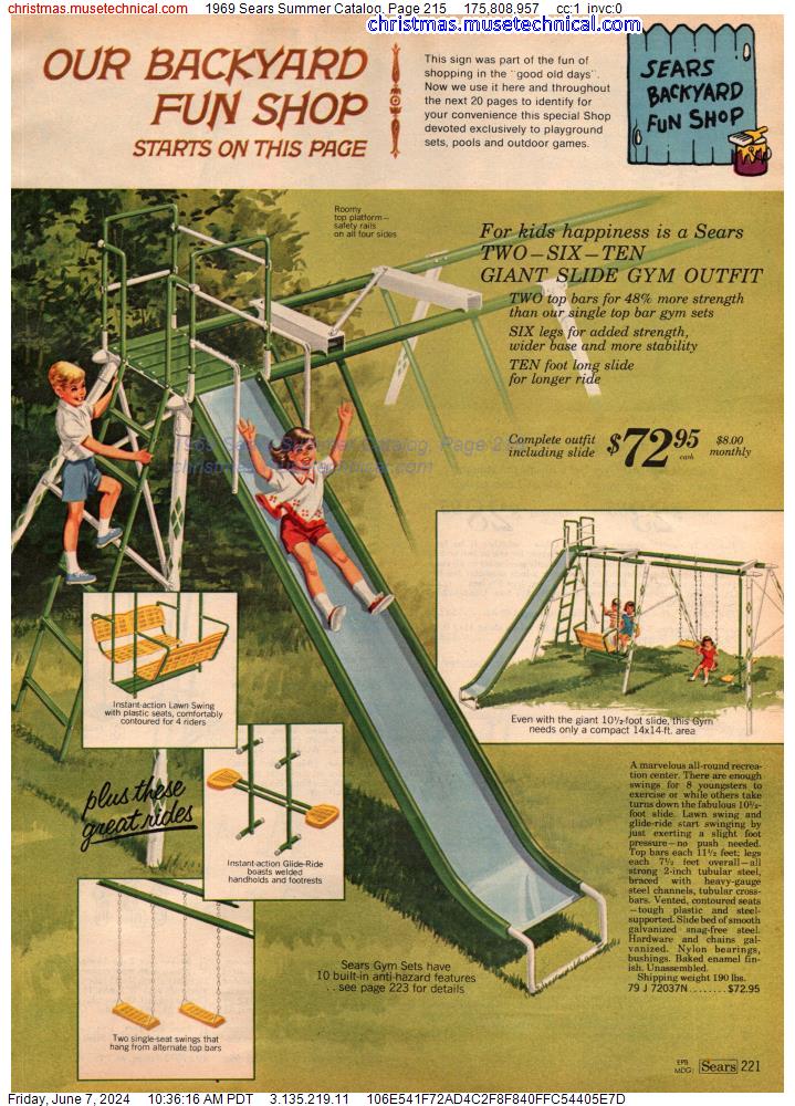 1969 Sears Summer Catalog, Page 215