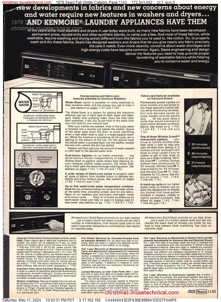 1978 Sears Fall Winter Catalog, Page 1143