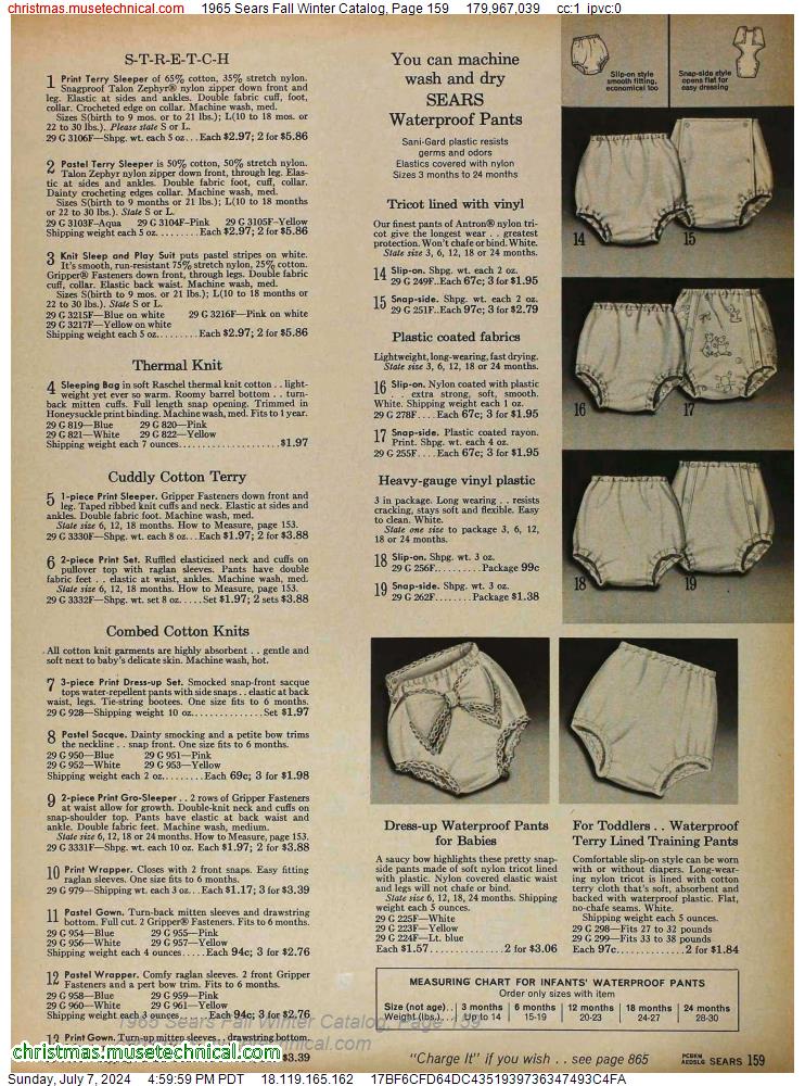 1965 Sears Fall Winter Catalog, Page 159