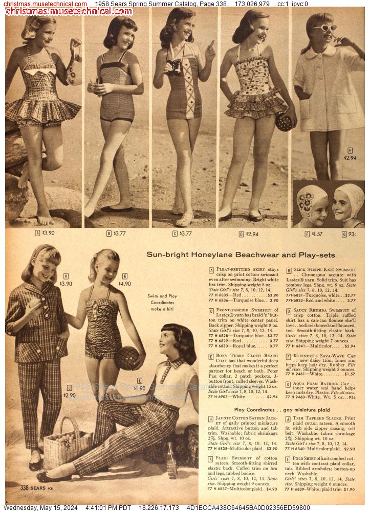 1958 Sears Spring Summer Catalog, Page 338