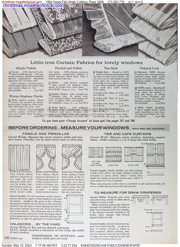 1964 Sears Fall Winter Catalog, Page 1688