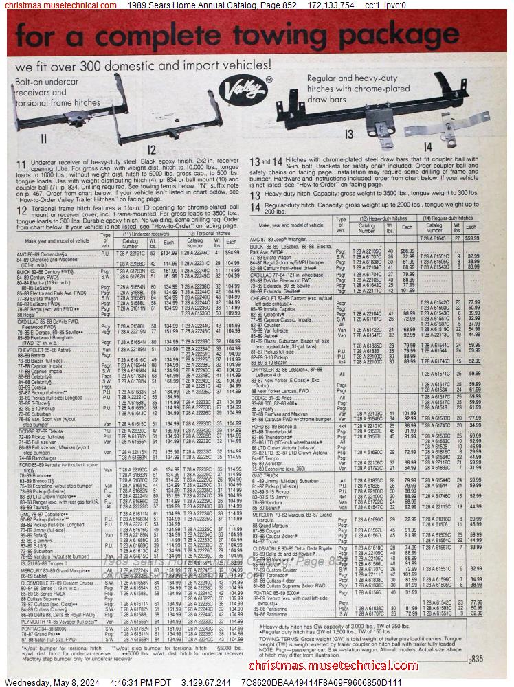 1989 Sears Home Annual Catalog, Page 852